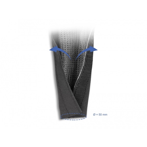 Delock 20844 hőálló EMI Shielding 1mx50mm fekete tépőzáras fonott kábelharisnya