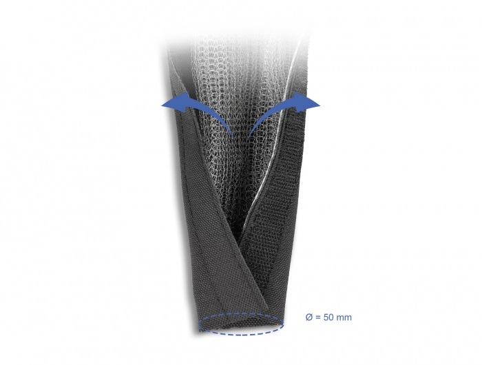 Delock 20844 hőálló EMI Shielding 1mx50mm fekete tépőzáras fonott kábelharisnya