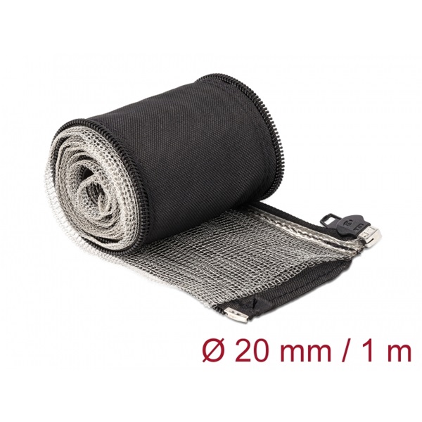 Delock 20846 hőálló EMI Shielding 1mx20mm fekete zipzáras fonott kábelharisnya