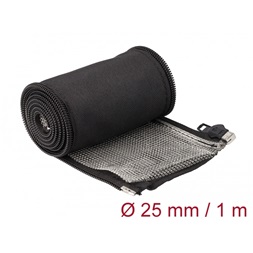 Delock 20847 hőálló EMI Shielding 1mx25mm fekete zipzáras fonott kábelharisnya