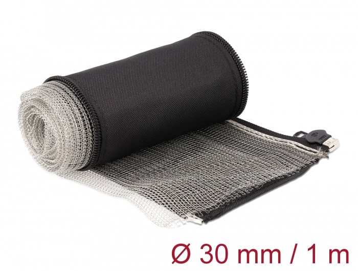 Delock 20848 hőálló EMI Shielding 1mx30mm fekete zipzáras fonott kábelharisnya