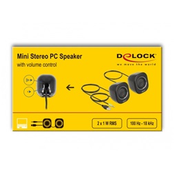 Delock 27002 Mini Sztereó személyi számítógép hangfal 3,5 mm sztereó jack apával és USB töltéssel