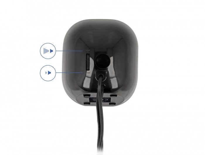 Delock 27002 Mini Sztereó személyi számítógép hangfal 3,5 mm sztereó jack apával és USB töltéssel