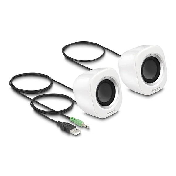 Delock 27008 Mini 3,5 mm jack/USB fehér 2.0 hangszóró pár