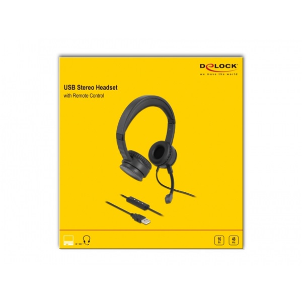 Delock 27180 USB fekete mikrofonos fejhallgató