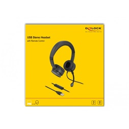 Delock 27180 USB fekete mikrofonos fejhallgató