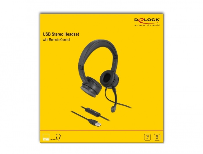 Delock 27180 USB fekete mikrofonos fejhallgató