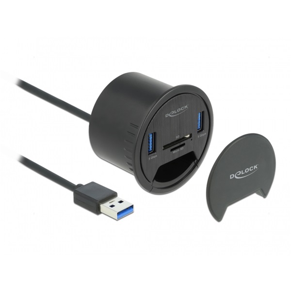 Delock 64152 2 portos asztali hub 2 x SuperSpeed USB Type-A és kártyaolvasó SD és Micro számára