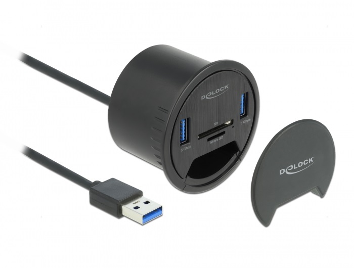 Delock 64152 2 portos asztali hub 2 x SuperSpeed USB Type-A és kártyaolvasó SD és Micro számára