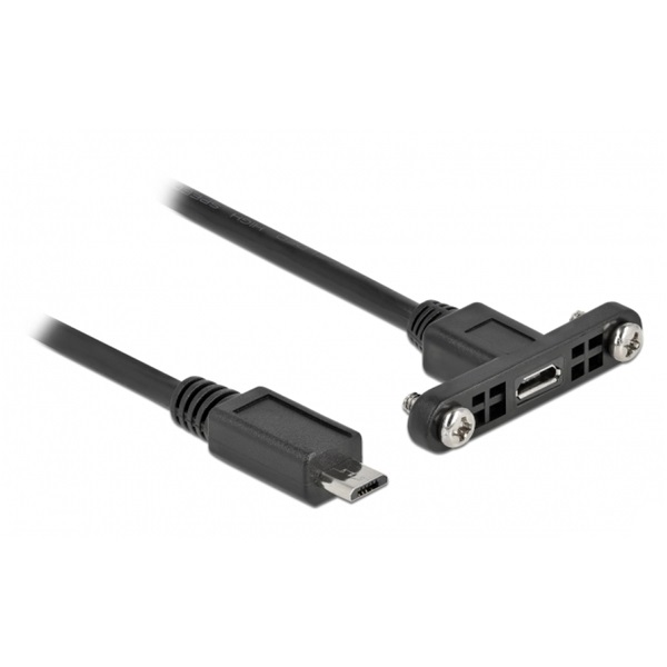 Delock 35108 50cm USB 2.0 Micro-B apa/anya rögzíthető paneles hosszabbító kábel