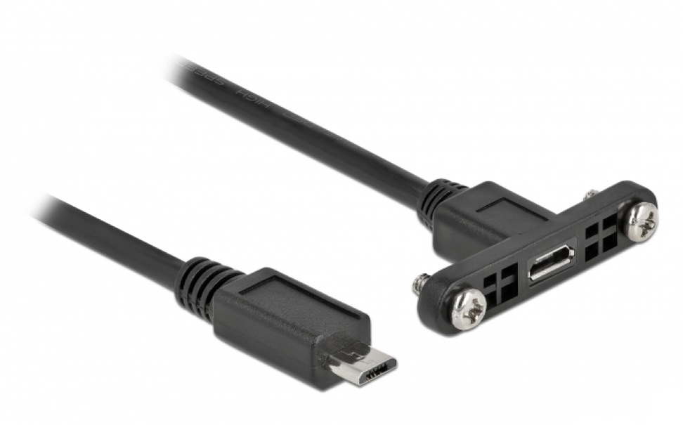 Delock 35108 50cm USB 2.0 Micro-B apa/anya rögzíthető paneles hosszabbító kábel