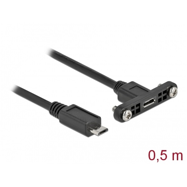 Delock 35108 50cm USB 2.0 Micro-B apa/anya rögzíthető paneles hosszabbító kábel