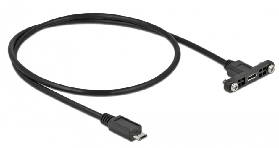 Delock 35108 50cm USB 2.0 Micro-B apa/anya rögzíthető paneles hosszabbító kábel