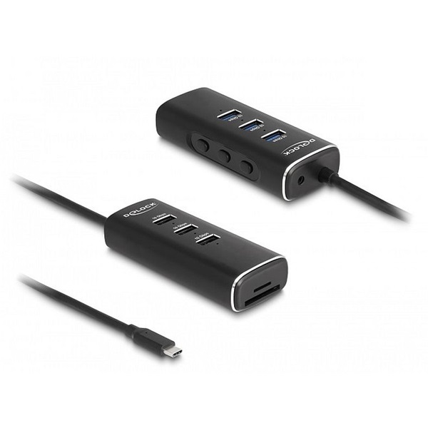 Delock 64234 60cm 3xUSB/SD/Micro-SD kapcsolós Type-C HUB