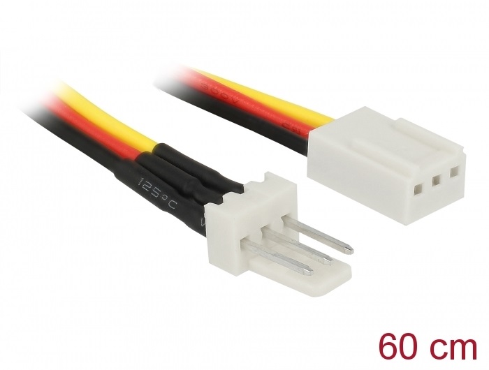 Delock 85752 3-tűs apa   3-tűs anya hűtő tápkábel 60 cm hosszú