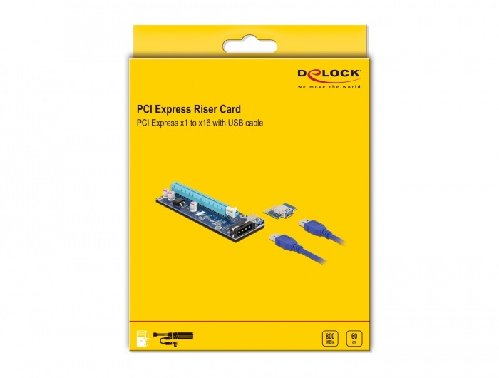 Delock 41430 60cm USB-kábellel x1-x16 PCI Express Riser kártya
