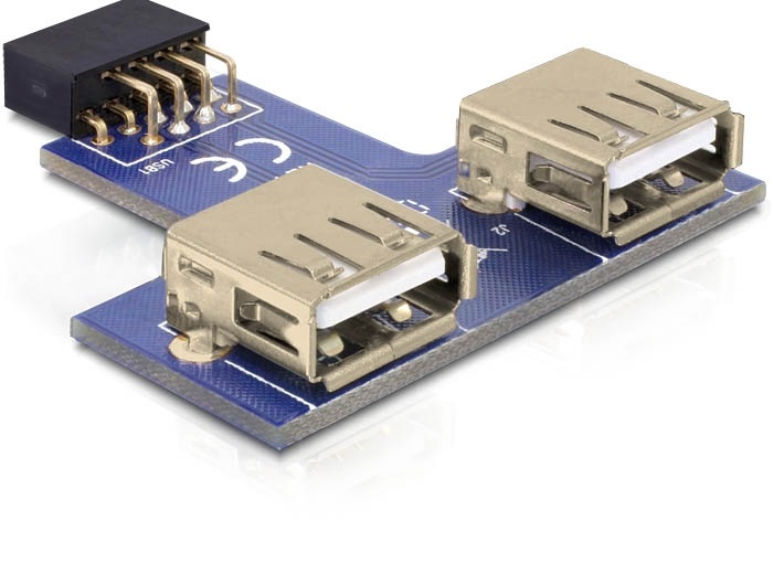 Delock 41824 USB 9tűs 2,54mm anya > 2xUSB 2.0 anya header adapter