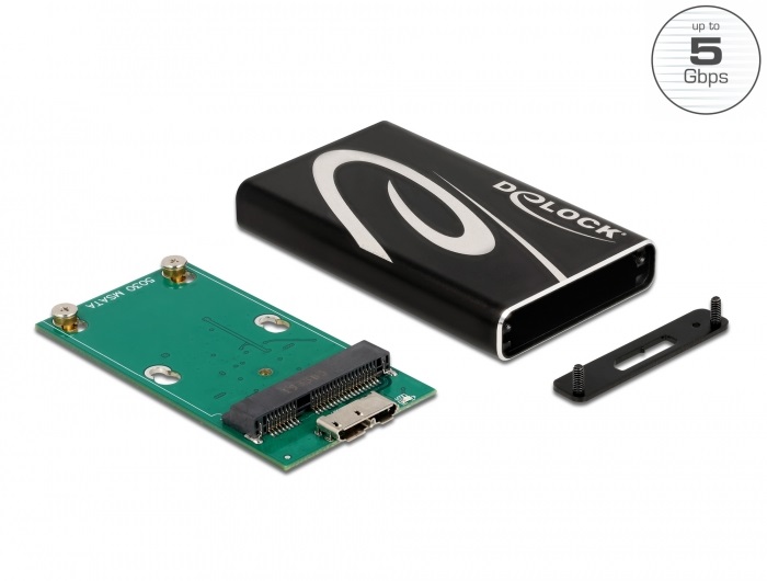Delock 42006 SuperSpeed USB3.2 Micro-B - mSATA SSD külső ház