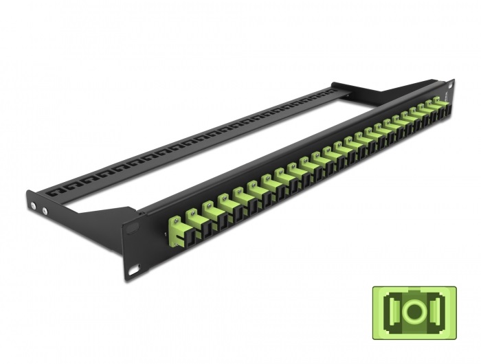 Delock 43385 19" SC Simplex citromzöld 24 portos száloptikás patch panel