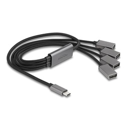 Delock 64210 4 portos USB 2.0 kábel hub USB Type-C  csatlakozóval 60 cm