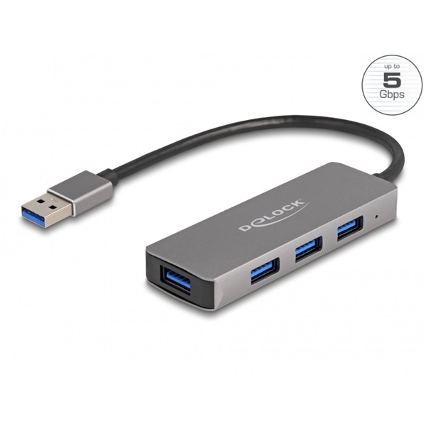 Delock 63171 4 portos USB 3.2 Gen 1 hub USB Type-A csatlakozóval   USB Type-A portok az oldalán