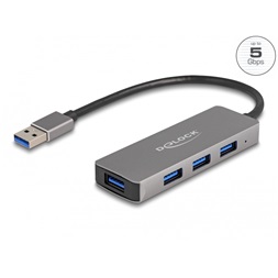 Delock 63171 4 portos USB 3.2 Gen 1 hub USB Type-A csatlakozóval   USB Type-A portok az oldalán