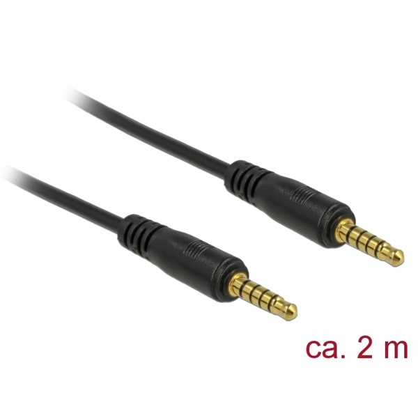 Delock 85697 5 tűs apa-apa sztereó jack kábel 3,5 mm-es átmérő, 2 m hosszú fekete