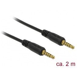 Delock 85697 5 tűs apa-apa sztereó jack kábel 3,5 mm-es átmérő, 2 m hosszú fekete