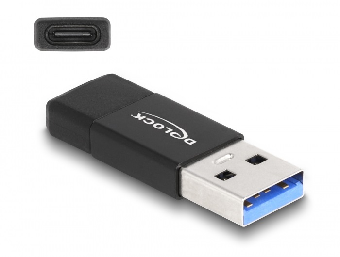 Delock 60001 USB-A 3.2 Gen2 apa - USB-C anya fekete adapter