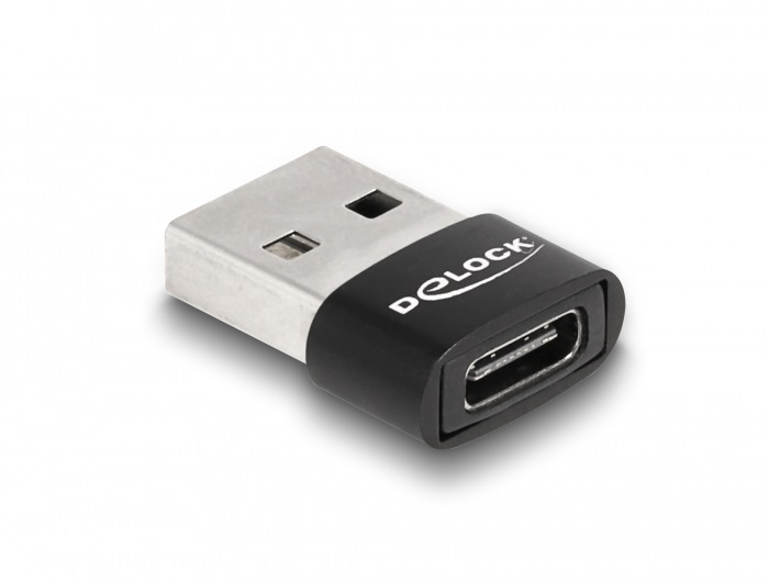 Delock 60002 USB-A 2.0 apa - USB-C anya fekete adapter