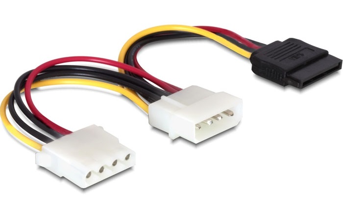 Delock 60103 15 tűs SATA HDD – 2x 4 tűs Molex apa/anya 16,5cm tápkábel