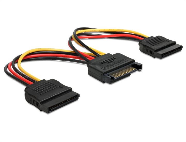 Delock 60105 SATA (15 tűs) >  2db SATA HDD (egyenes) hálózati kábel