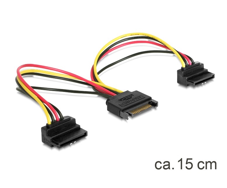 Delock 60128 SATA 15pin > 2x SATA HDD - forgatott tápkábel
