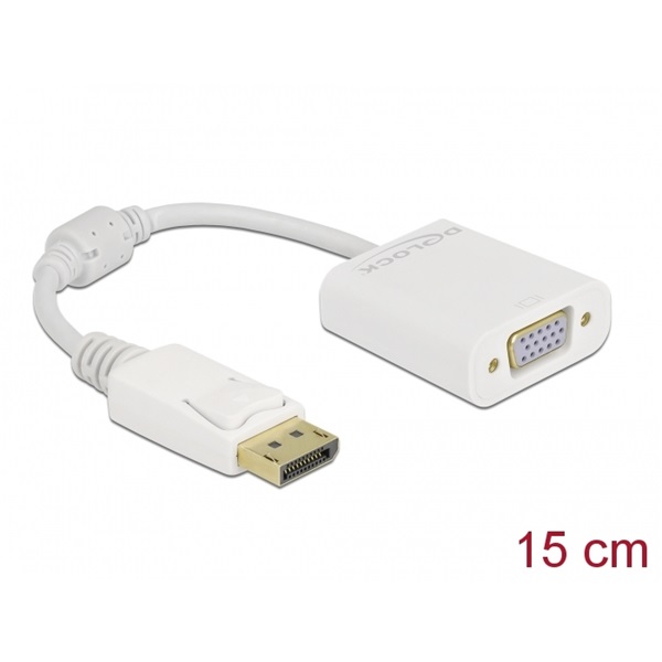 Delock 61007 DisplayPort 1.2 apa - VGA anya passzív fehér adapter