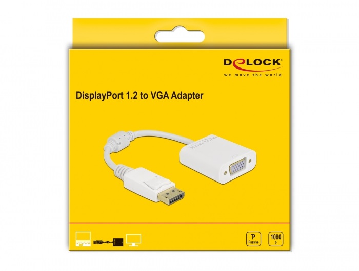 Delock 61007 DisplayPort 1.2 apa - VGA anya passzív fehér adapter
