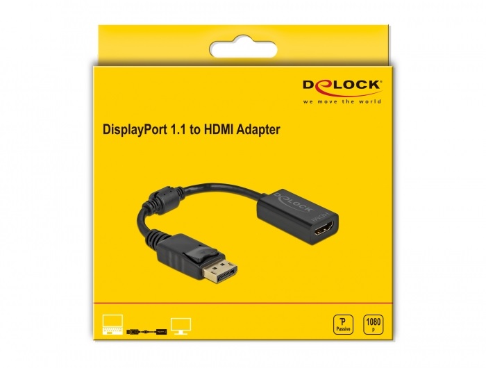 Delock 61011 DisplayPort 1.1 apa - HDMI anya passzív fekete adapter