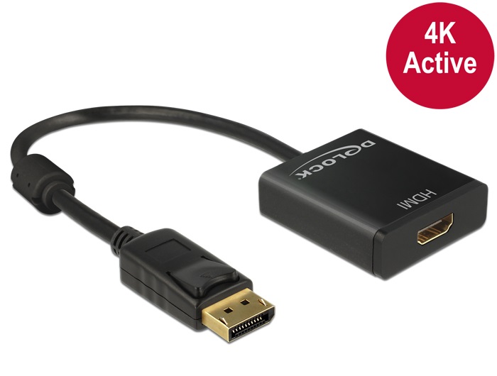 Delock 62607 Displayport 1.2 dugó > HDMI hüvely 4K aktív fekete adapter