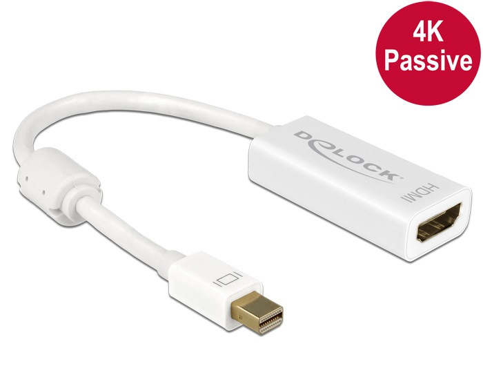 Delock 62614  mini Displayport 1.2 dugó > HDMI hüvely 4K passzív fehér adapter