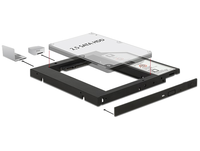 Delock 62669 Slim SATA 5.25" HDD/SSD beépítő-keret 9,5 mm