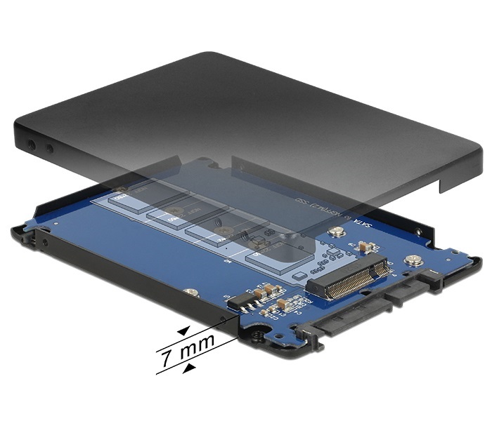 Delock 62688 2.5" SATA 22 Pin > M.2 NGFF beépíthető átalakító ház