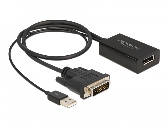 Delock 63189 DVI apa - DisplayPort 1.2 4K HDR anya USB tápos adapter