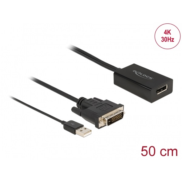 Delock 63189 DVI apa - DisplayPort 1.2 4K HDR anya USB tápos adapter