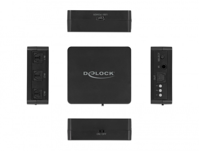 Delock 63395 S/PDIF TOSLINK 3 bemenet/1 kimenet távírányítható switch
