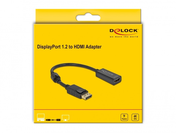 Delock 63559 DisplayPort 1.2 apa - HDMI 4K anya passzív fekete adapter