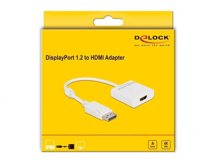 Delock 63586 DisplayPort 1.2 apa - HDMI 4K anya aktív fehér adapter