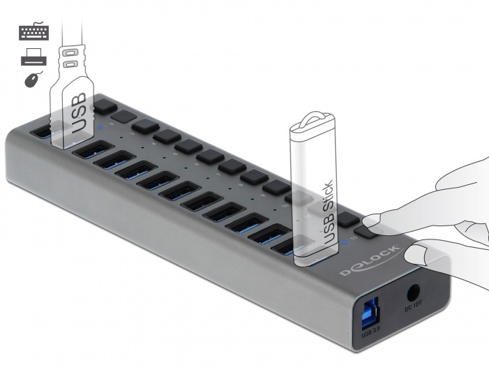 Delock 63738 SuperSpeed 13 portos kapcsolós USB 3.0 HUB