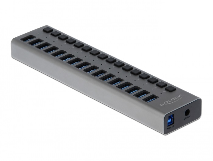 Delock 63739 SuperSpeed 16 portos kapcsolós USB 3.0 HUB