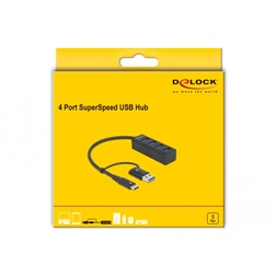 Delock 63828 4 portos USB-C/USB-A csatlakozós USB 3.2 HUB