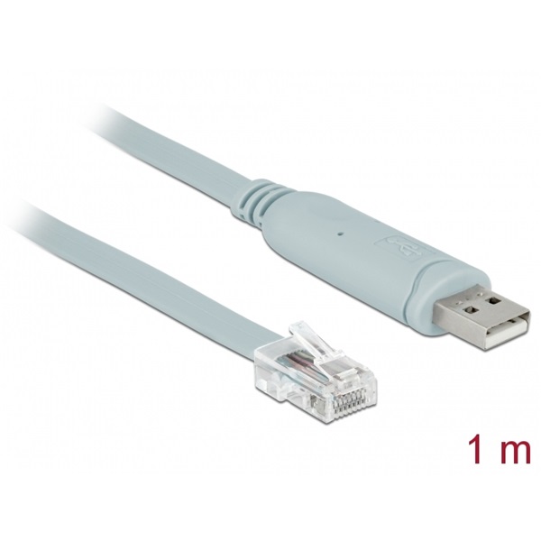 Delock 63911 1m USB 2.0 A apa/RS-232 RJ45 apa szürke adapter