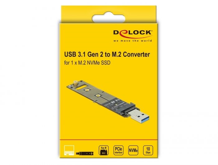 Delock 64069 M.2 M PCIe NVMe SSD USB 3.1 átalakító